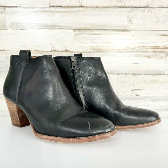 Madewell Women The Billie Black Side Zipper Leather Ankle Bootie Size 8 - Picture 7 of 8